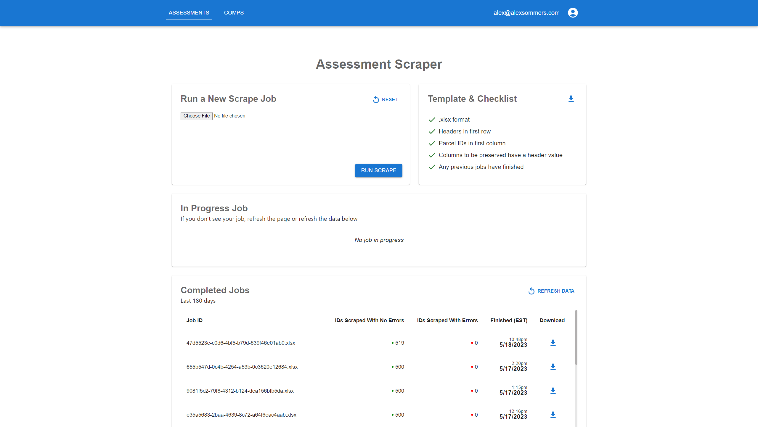 Real Estate Scraper interface
